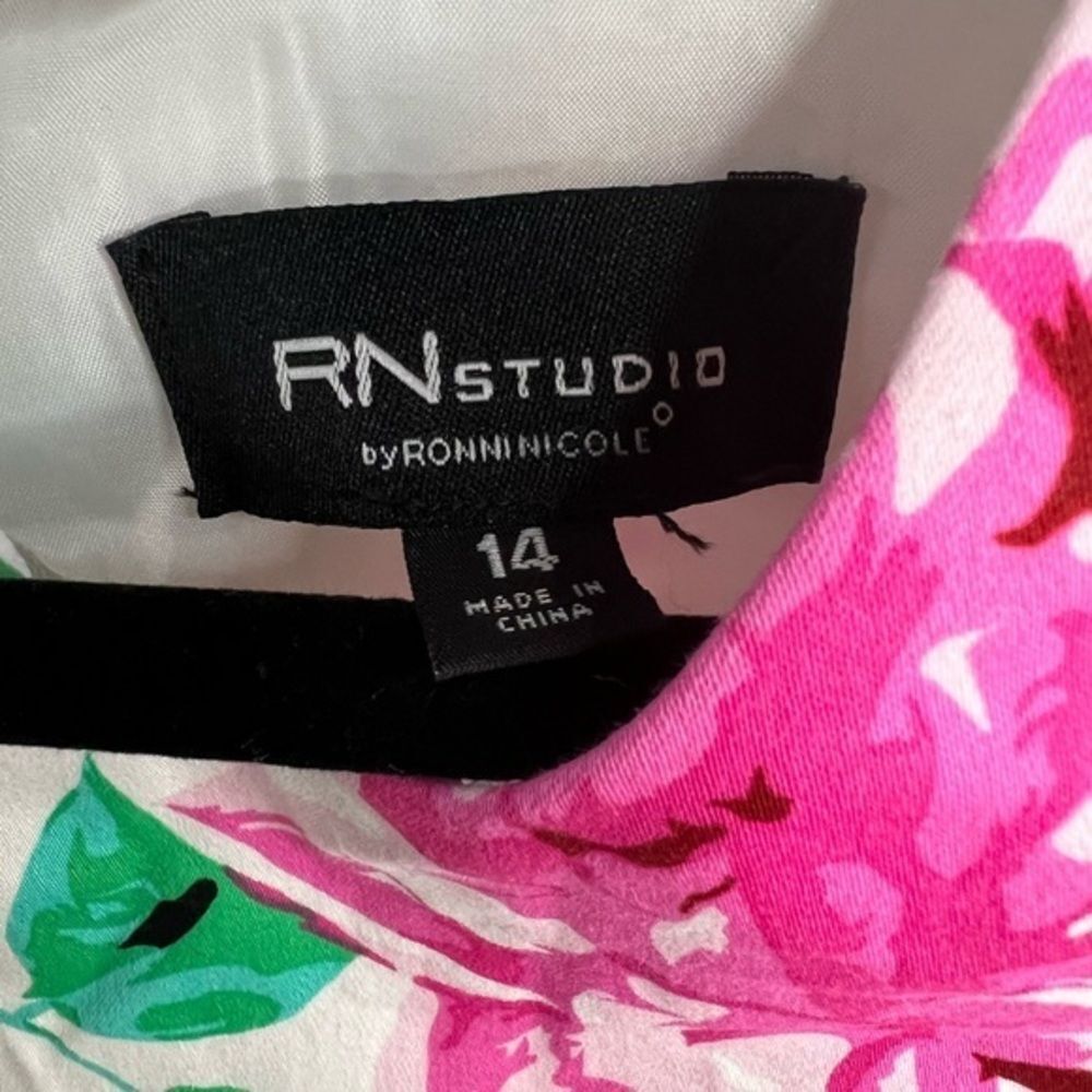 RN Studio by Ronni Nicole Floral Print Sleeveless Twirl Dress Pink Green size 14 - Picture 13 of 13